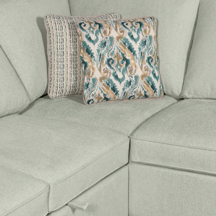 Haven 4-Piece Chenille Right-Facing Sleeper Sectional - Seafoam 