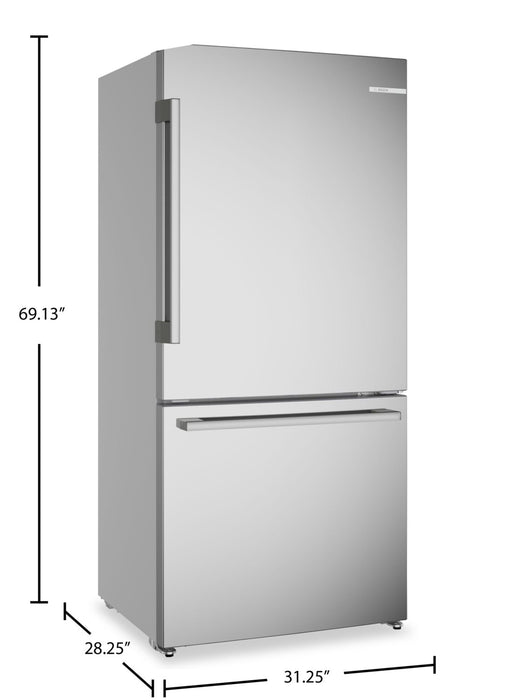 Bosch 100 Series 33\" 17.2 Cu. Ft. Counter-Depth 2-Door Refrigerator - Stainless Steel - B36FD52SNS