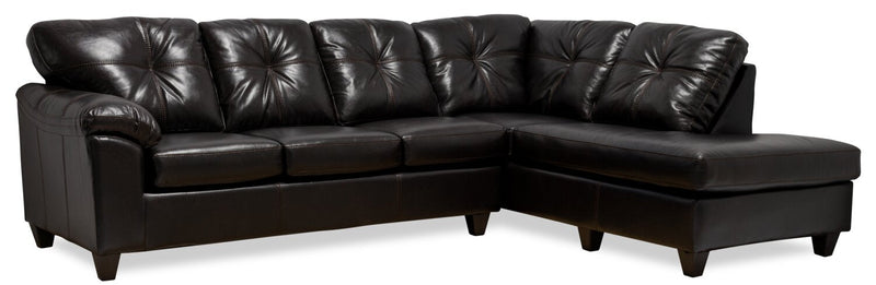 Made in Canada Addison 2-Piece Right-Facing Leather-Look Fabric Sectional with Removable Seat Cushions - Blackberry 