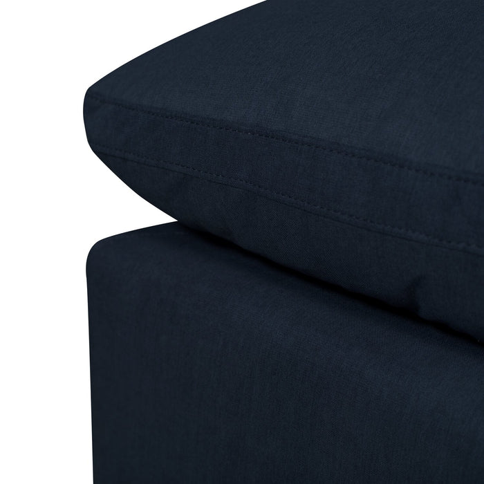 Eclipse Modular 6-Piece Linen-Look Fabric Sectional with Ottomans and Reversible Feather Down Cushions - Navy Blue 