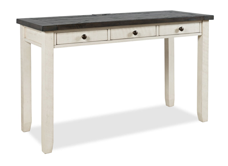 Madison County 50\" Office Office Desk with 3-Drawers - Vintage White with Barnwood Brown 