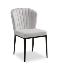 Zoe Dining Chair with Polyester Fabric & Channeled Tufting, Metal - Grey 