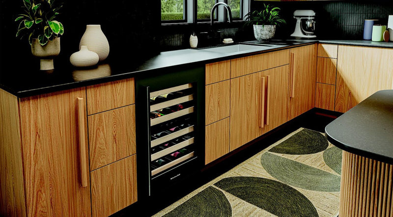Kitchenaid® 24\" Undercounter Wine Cellar with Full-Extension Wood-Front Racks - KUWR524SBE