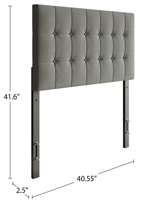 Ellis Upholstered Headboard in Grey Fabric, Button Tufted - Twin Size 