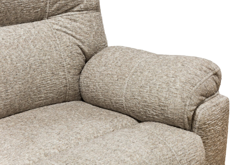 Made in Canada Dawson 64\" Fabric Power Reclining Loveseat with USB Port and Accent Pillows - Beige 