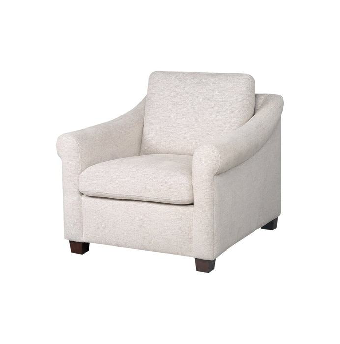 Mallie 36\" Shell White Chenille Fabric Chair with Rolled Arms and Wood Legs