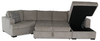 Made in Canada Legend 3-Piece Left-Facing Chenille Fabric Cuddler Sleeper Sectional with Chaise - Platinum Beige 
