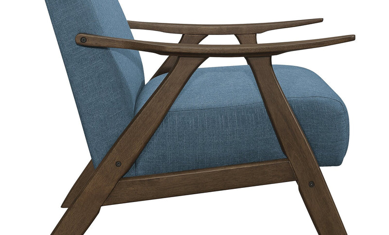 Kyra 28.5\" Linen-Look Fabric Accent Chair with Curved Arms and Wood Frame - Blue 