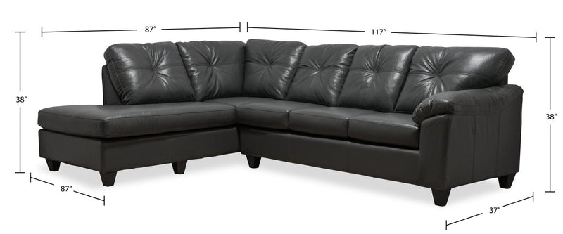 Made in Canada Addison 2-Piece Left-Facing Leather-Look Fabric Sectional with Removable Seat Cushions - Grey 
