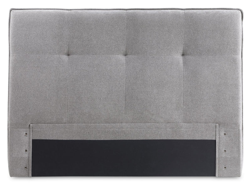 Amos Grey Upholstered Storage Bed with Tufted Headboard - Queen