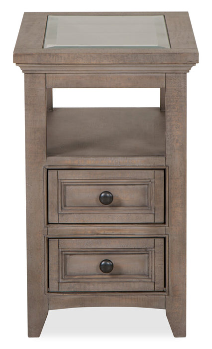 Hanson 15” Traditional Pine Chairside Table with Storage - Dovetail Grey