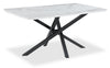 Bari Dining Table with Marble-Look Ceramic Top, Metal, Geometric Base, 63\"W - White 