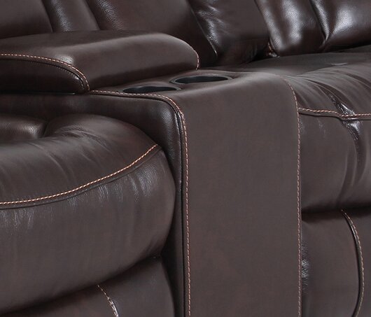 Leo 6-Piece Genuine Leather Reclining Sectional - Walnut