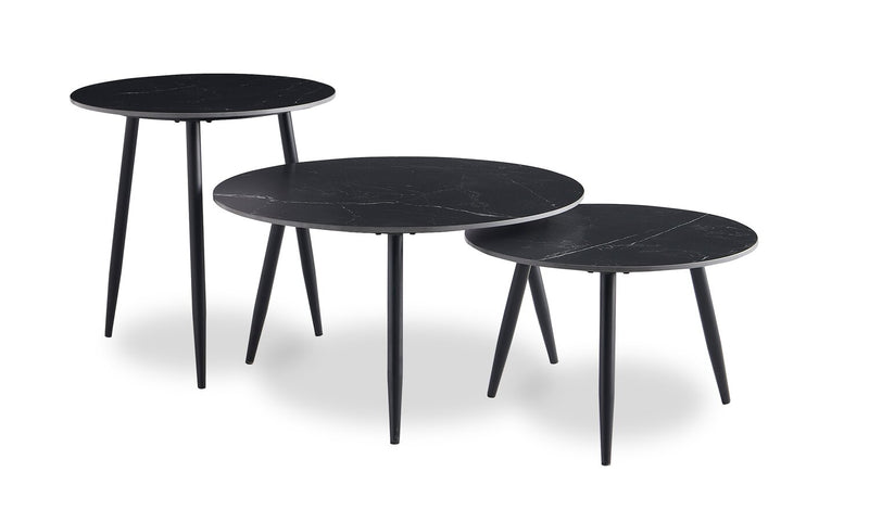 Delancey 3-Piece Coffee and Two End Tables Package - Black
