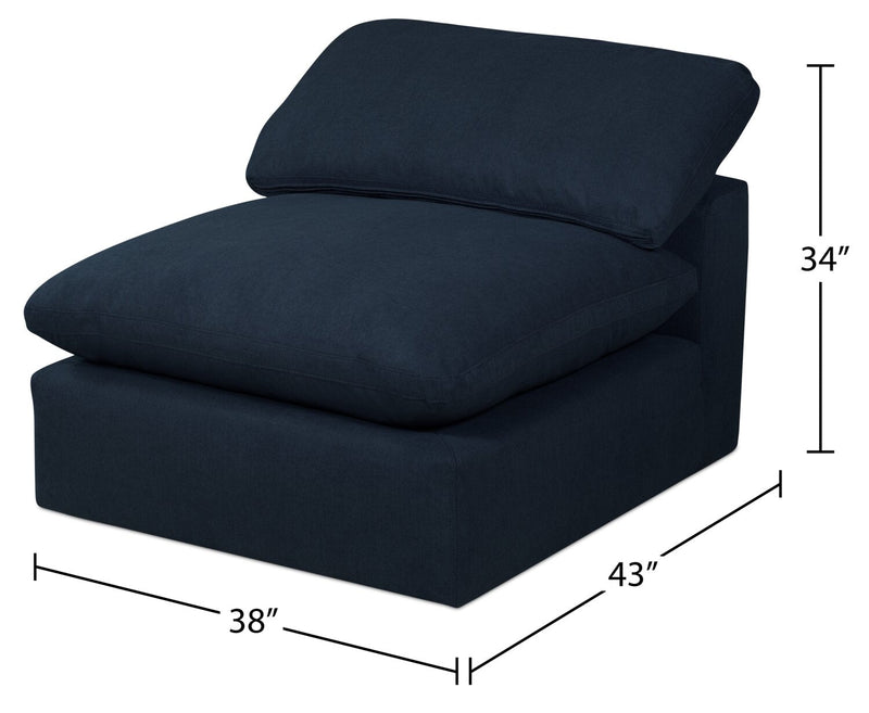 Eclipse Modular 43\" Linen-Look Fabric Corner Chair with Reversible Feather Down Cushions - Navy Blue 