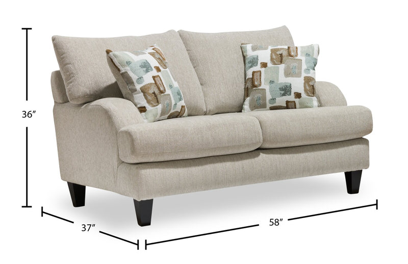Nofia Chenille Loveseat - Linen 