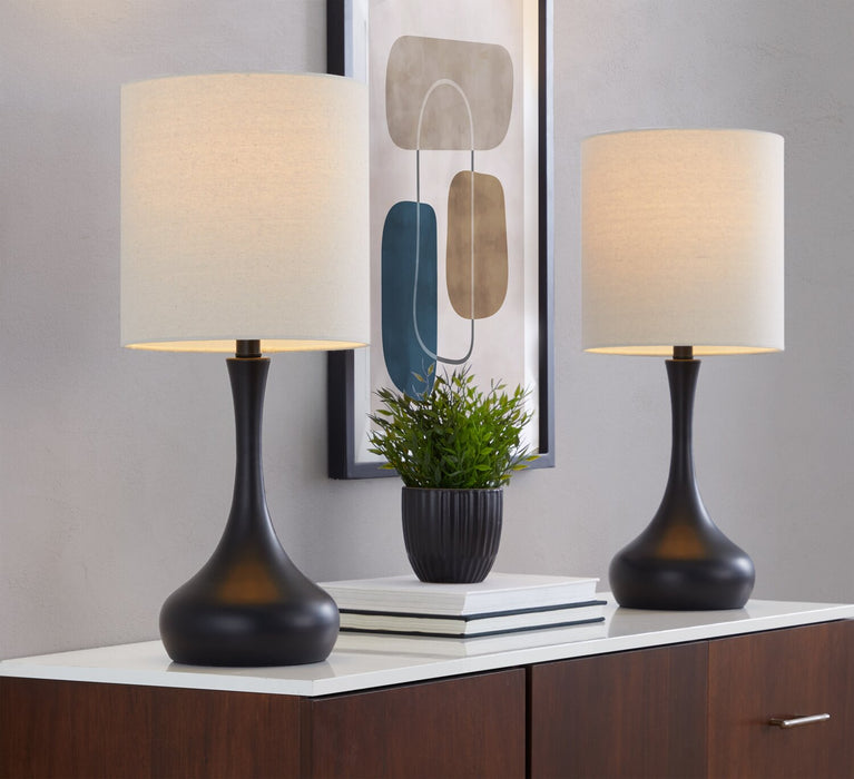 Polly 24\" Matte Black Metal 2-Piece Set, with Two Table Lamps 