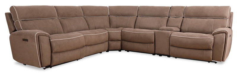 Newport 6-Piece Faux Suede Power Reclining Sectional – Taupe 