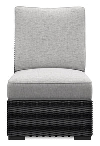 Jasper Outdoor Patio Armless Chair - Resin Wicker, Nuvella Fabric, UV & Weather Resistant - Grey/Black