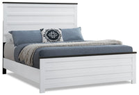 Zoey Panel Bed, Two-tone White & Brown - Queen Size