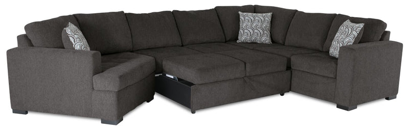 Legend 3-Piece Left-Facing Chenille Cuddler Sleeper Sectional - Pewter