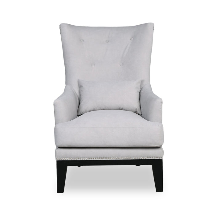 Haden 30\" Faux Suede Fabric Accent Chair with Wood Base and Nailhead Trim - Walks Dove Grey