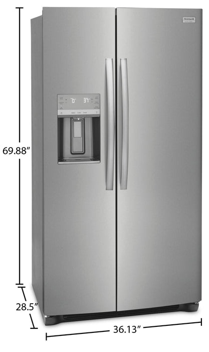 Frigidaire Gallery 36.1\" 22.3 Cu. Ft. Counter-Depth Side-by-Side Refrigerator - Smudge-Proof® Stainl… 