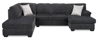 Made in Canada Morgan 2-Piece Left-Facing Chenille Fabric Wrap Sectional with Accent Pillows - Grey
