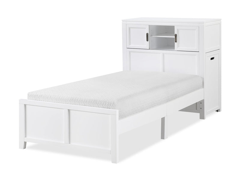 Quinn Twin Bookcase Bed with Desk - White