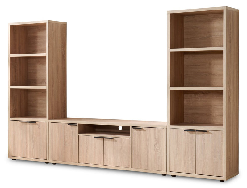 Noren 115\" 3-Piece Entertainment Centre with Storage for TVs up to 58\"- Light Oak