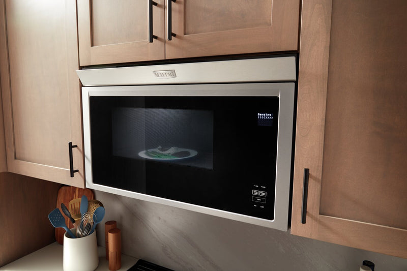 Maytag 1.1 Cu. Ft. Flush Over-the-Range Microwave with 900 Watts Cooking - Fingerprint Resistant Sta… 