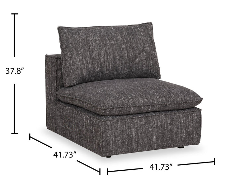 Fusion Modular 33.46\" Charcoal Grey Chenille Fabric Armless Chair with Removable Feather Down Cushion