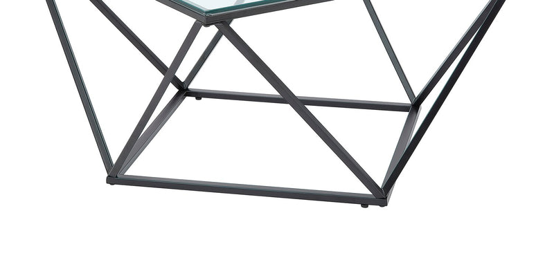 Prism 31.5\" Modern Glass Top Coffee Table – Glass with Metal Base 