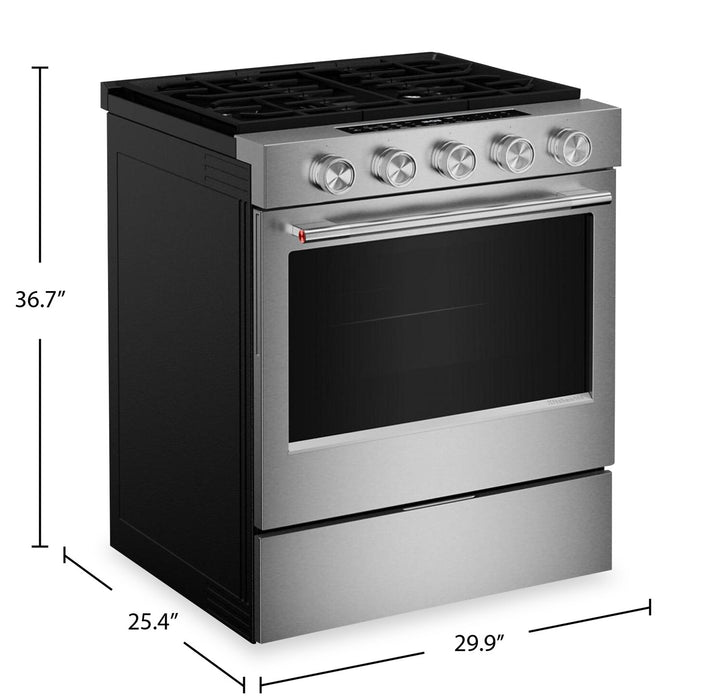 KitchenAid 30\" 5.0 Cu. Ft. Smart Slide-in Gas Range with Convection Modes - Stainless Steel - KSGS330SPS