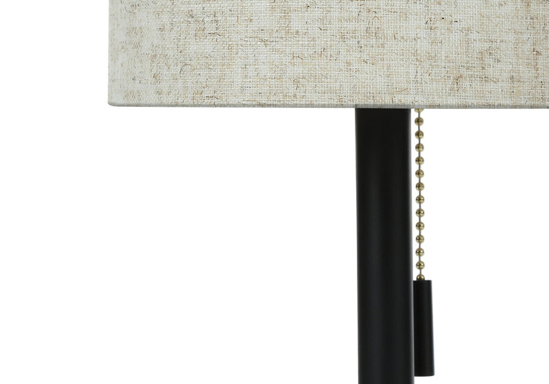 17\" Black Metal 2-Piece Set, with Two Table Lamps and USB Charging