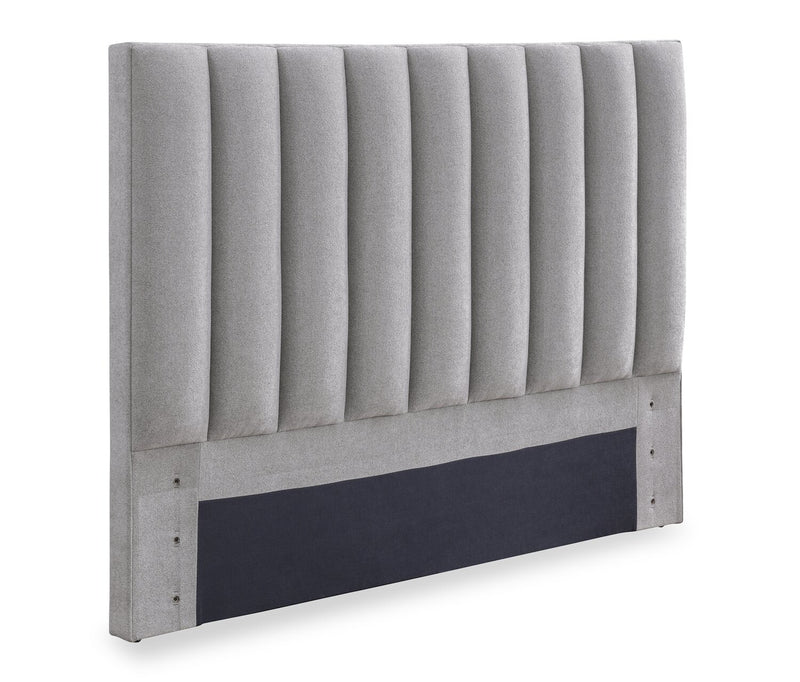 Amos Grey Upholstered Storage Bed with Channel Headboard - King
