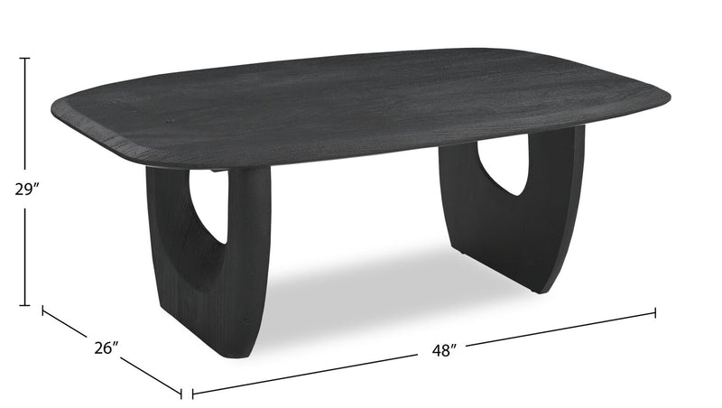 Abbot 48” Modern Solid Wood Coffee Table - Black