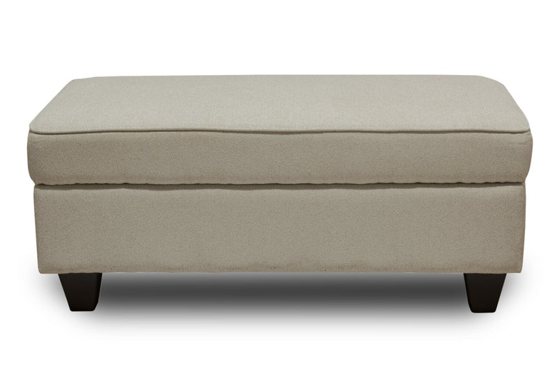 Made in Canada Scarlett 26\" Chenille Fabric Ottoman - Ecru Beige 