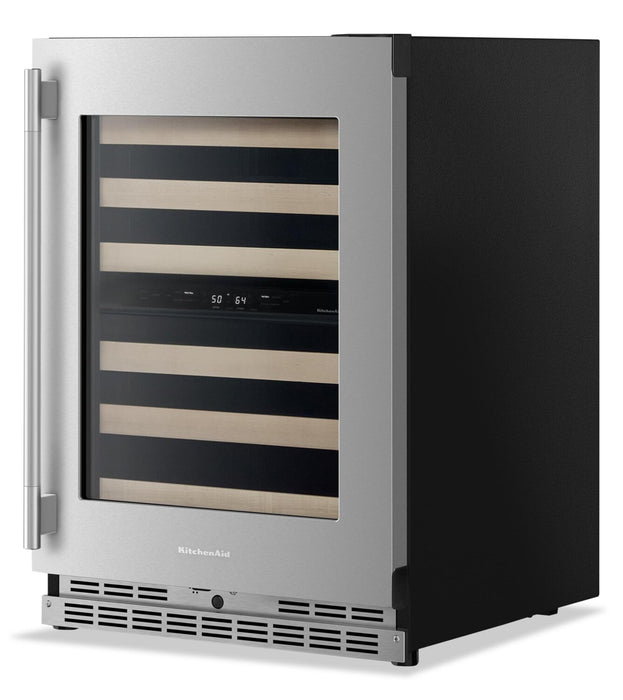 Kitchenaid® 24\" Undercounter Wine Cellar with Full-Extension Wood-Front Racks - KUWR524SPS