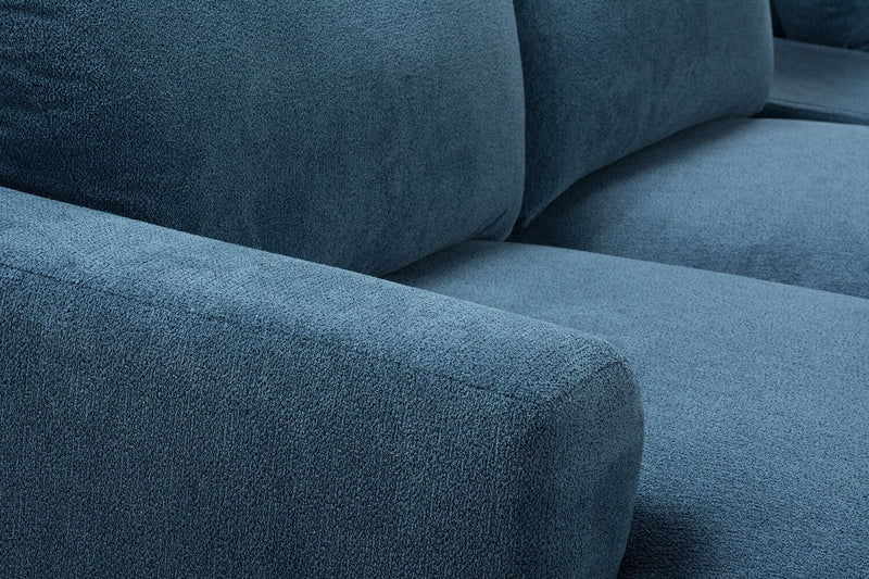 Voyage Modular 6-Piece Left-Facing Fabric Sectional with Console and Removable Back Cushions – Blue
