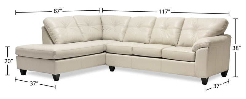 Made in Canada Addison 2-Piece Left-Facing Leather-Look Fabric Sectional with Removable Seat Cushions - Beige 