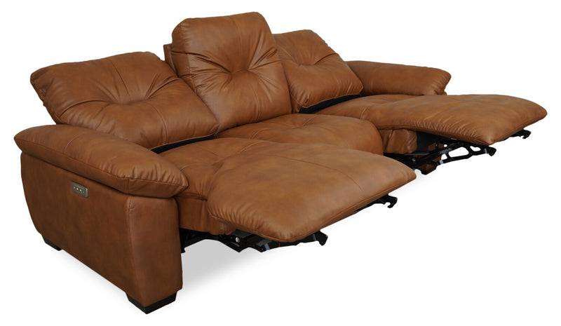 Bello 91.7\" Leather-Look Fabric Power Reclining Sofa with Power Headrest - Brown