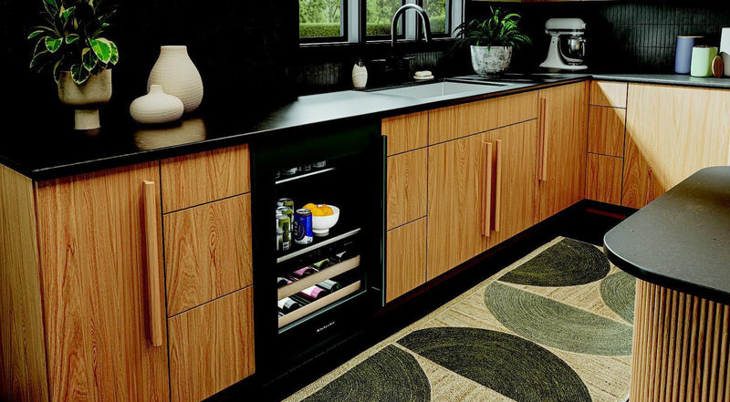 KitchenAid 24\" Beverage Centre with Wood-Front Racks – Black Ore - KUBL524SJP