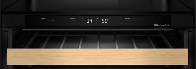 Kitchenaid® 24\" Undercounter Wine Cellar with Full-Extension Wood-Front Racks - KUWR524SBE