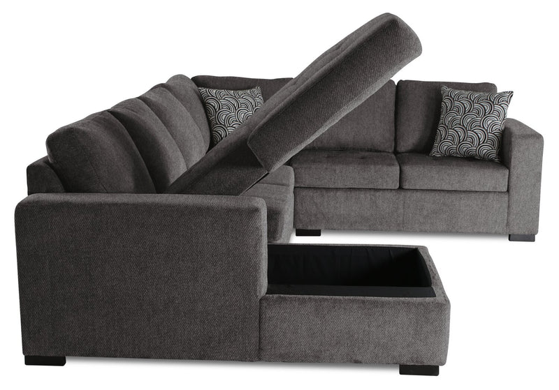 Legend 4-Piece Left-Facing Chenille Sleeper Sectional - Pewter 