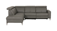 Valentino 3-Piece Left-Facing Genuine Leather Power Reclining Sectional with Adjustable Headrests - Grey 