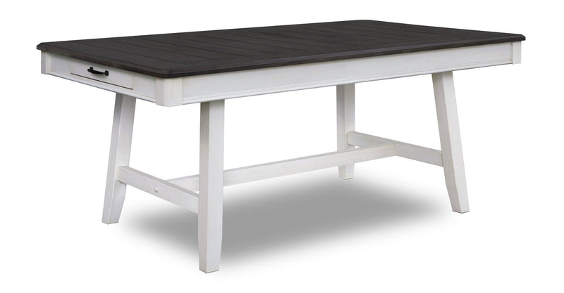 Echo Dining Table with Storage Drawers, Wood, Trestle Base, 70\"W - White/Grey 