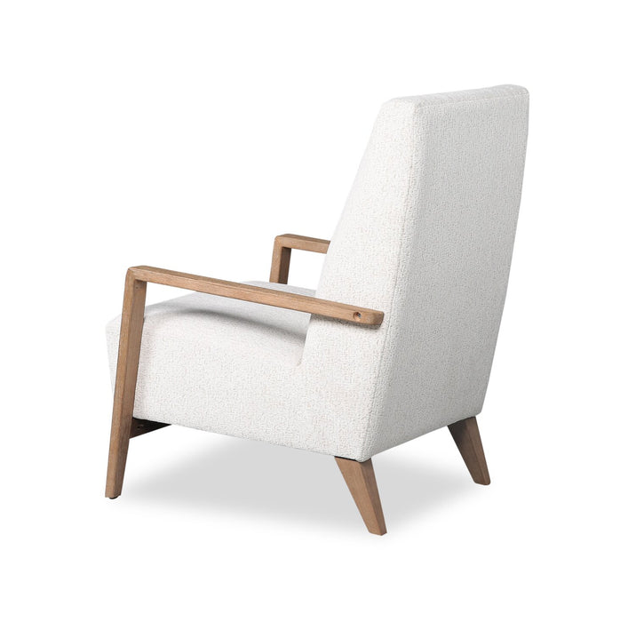 Adley 28\" Alabaster White Chenille Fabric Accent Chair with Wood Armrests and Legs