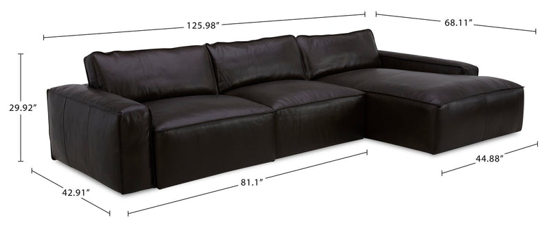 Sedona 3-Piece Right-Facing Modular Sectional - Chocolate