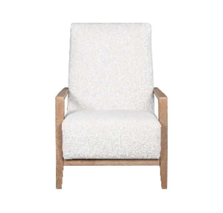 Adley 28\" Alabaster White Chenille Fabric Accent Chair with Wood Armrests and Legs